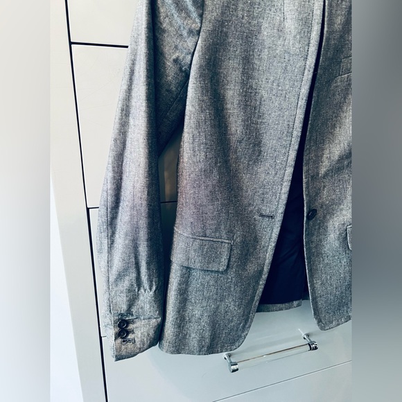 POPPED COLLAR STRUCTURED LINEN BLAZER LINED - Picture 4 of 5